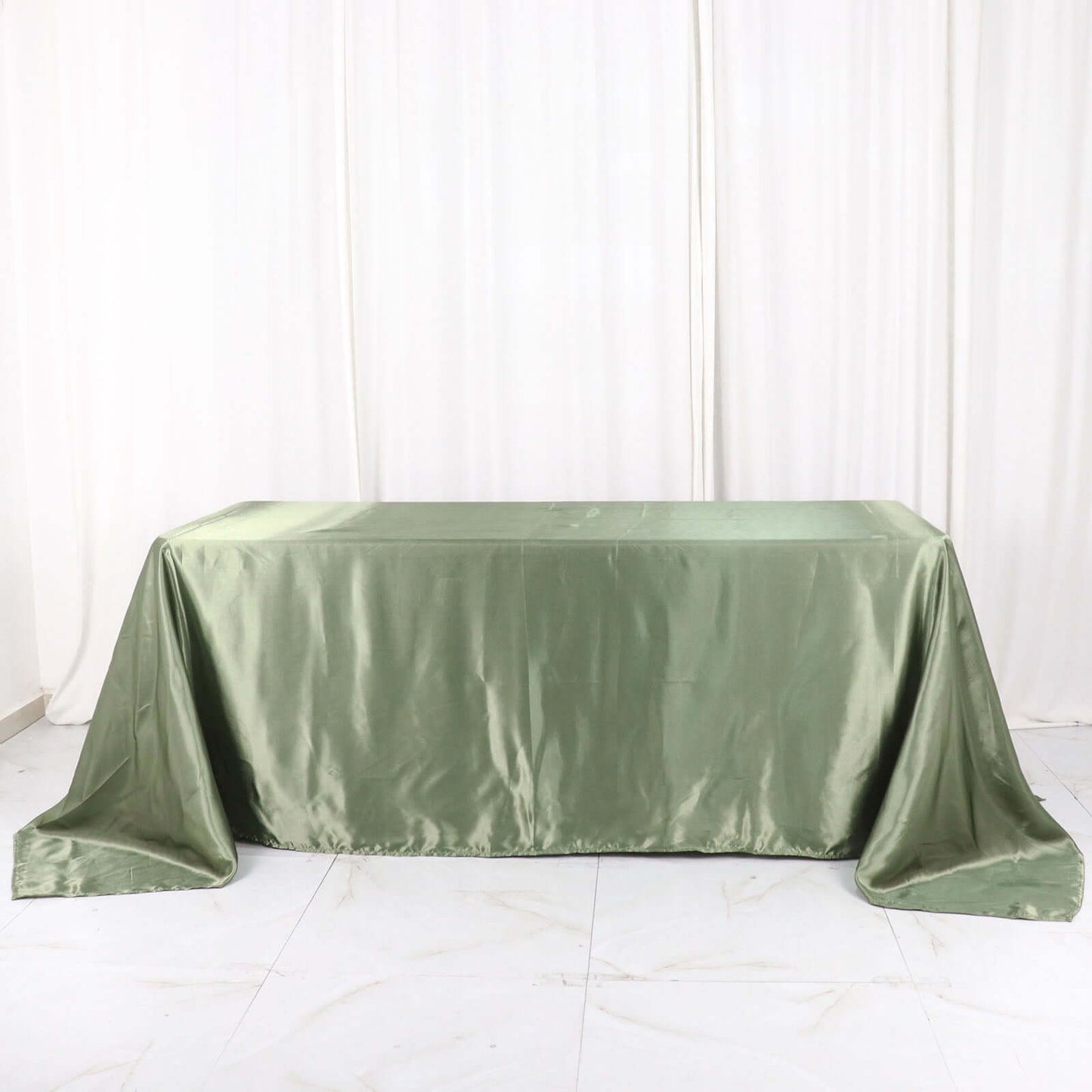 Satin Rectangular 90"x132" Tablecloth Dusty Sage Green - Seamless Table Cover