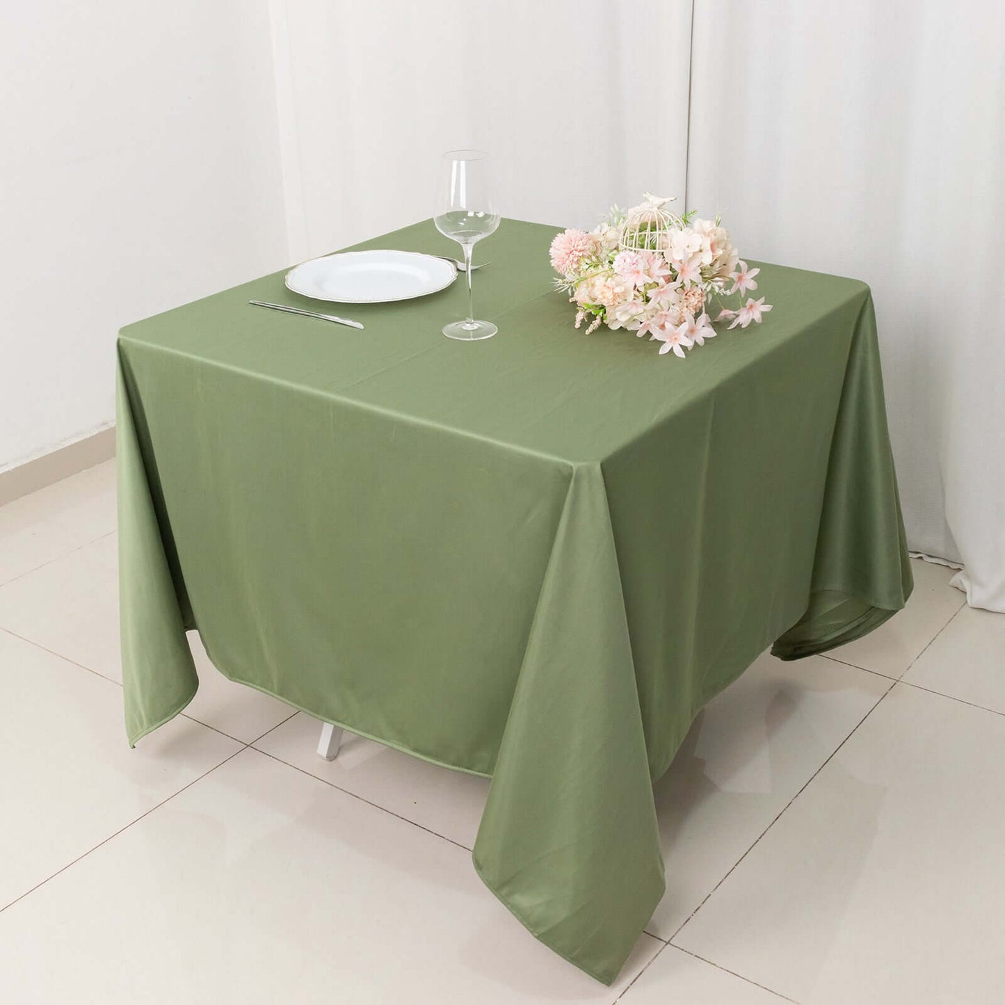 Scuba Square 70"x70" Tablecloth Dusty Sage Green - Wrinkle Free & Stain Resistant Table Cover