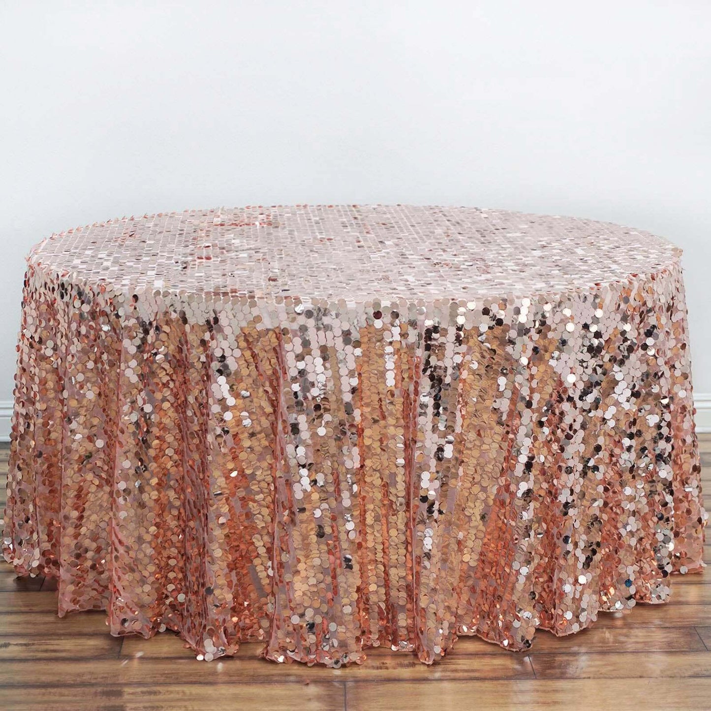 Sequin 120" Round Tablecloth Rose Gold - Seamless Big Payette Table Cover