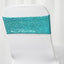 5 Pack Sequin Spandex Chair Sashes Turquoise - Stretch Chair Bands 6"x15"