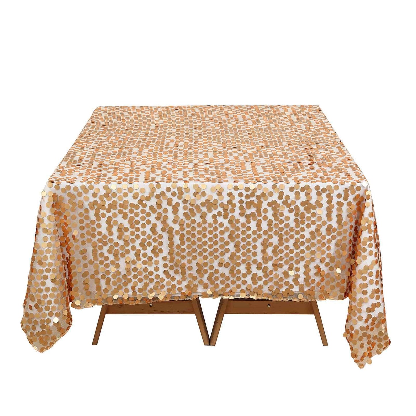 Sequin 72"x72" Table Overlay Square Tablecloth Matte Champagne - Big Payette Table Cover