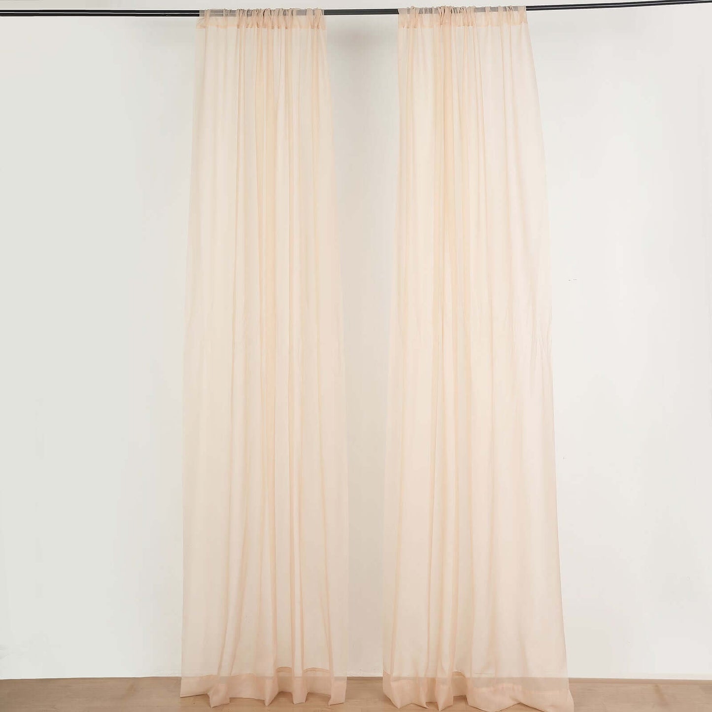 2 Pack Nude Sheer Chiffon Event Curtain Drapes, Durable Flame Resistant Organza Backdrop Event Panels With Rod Pockets - 10ftx10ft