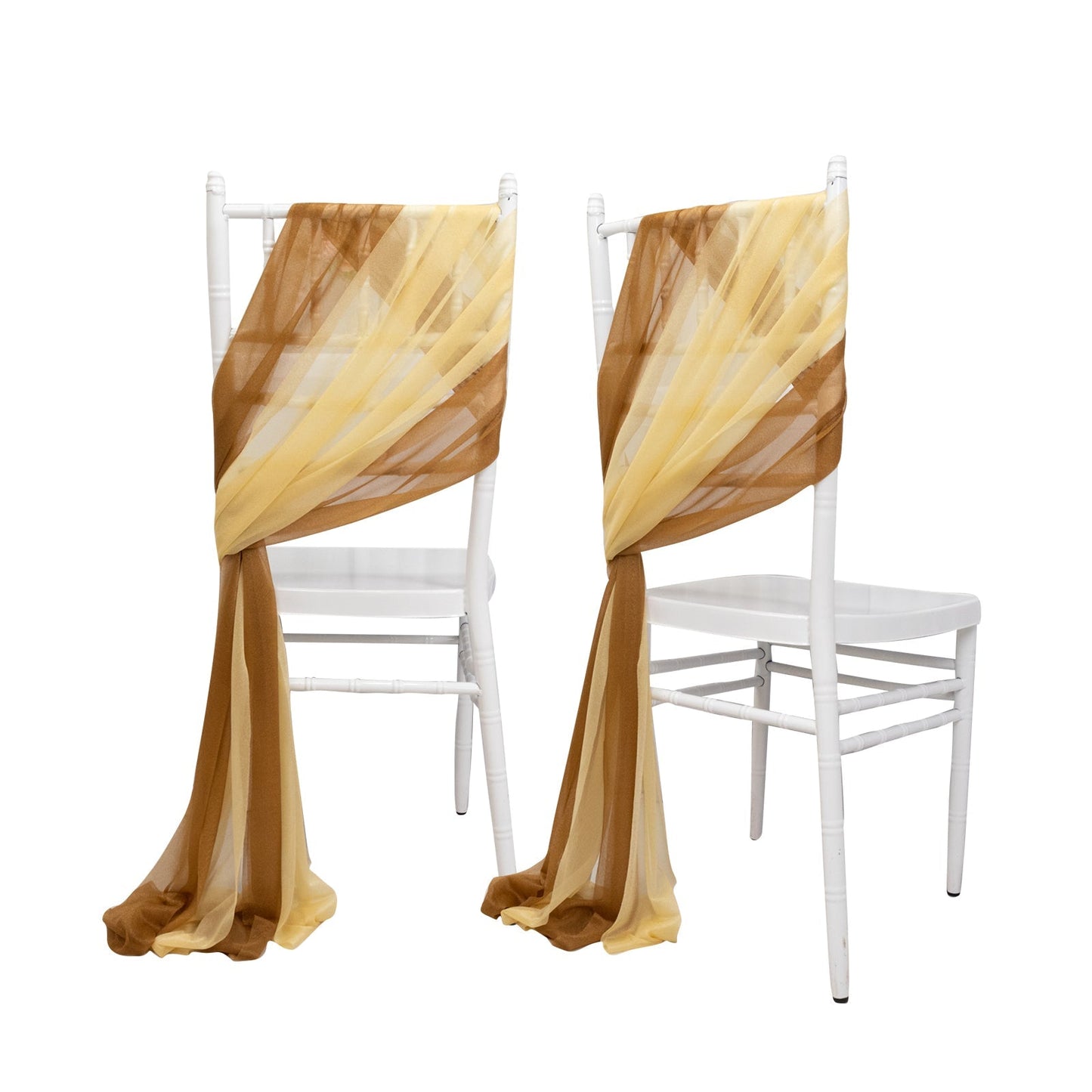 20-Pack Sheer Chair Drape Decor in Champagne and Gold â€“ 9ft Shimmer Sash, Wrinkle-Free