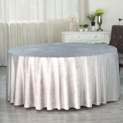 Premium Velvet 120" Round Tablecloth Silver - Reusable Soft & Seamless Table Cover