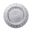 6-Pack Plastic Round Charger Plates 13" in Silver with Embossed Peacock Pattern, Stylish Disposable Charger Tableware