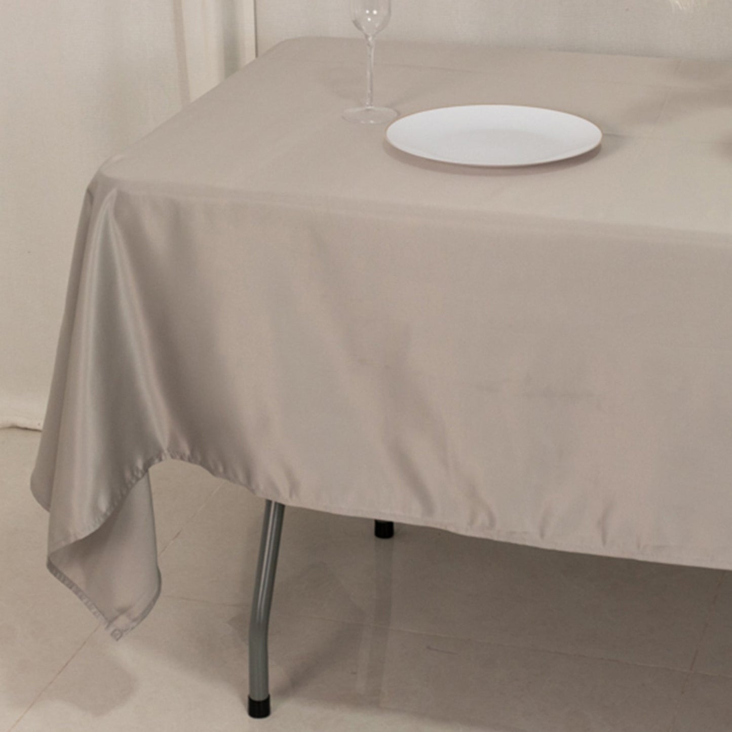 Lamour Satin 60"x102" Rectangle Tablecloth Silver - Durable & Silky Soft Feel Table Cover