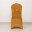 Spandex Chair Cover with Silver Rhinestone Buckled Sash Band Gold - Stylish Stretch Fitted Slipcover for Banquets & Events