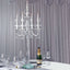5 Arm Crystal Glass Taper Candle Holder Candelabra, Luxurious Table Centerpiece With Chandelier Chains 40"