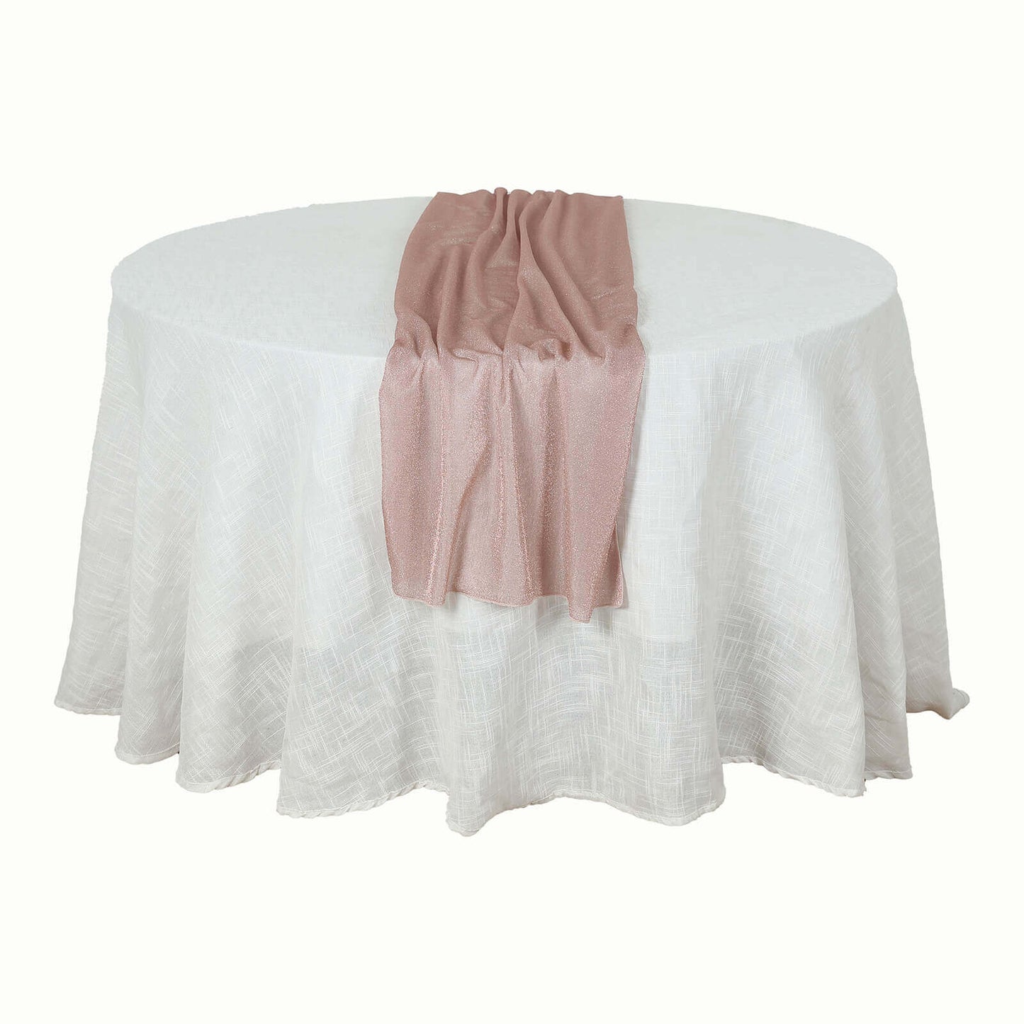 Glitter Gauze 27"x120" Table Runner Rose Gold - Sparkling Reusable Sheer Table Linen