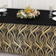 Sequin Stretch Spandex 72"x30" Rectangle Tablecloth Black/Gold Wave Embroidered Design Four-Way Stretch Shimmering Table Cover for Luxe Event Decor