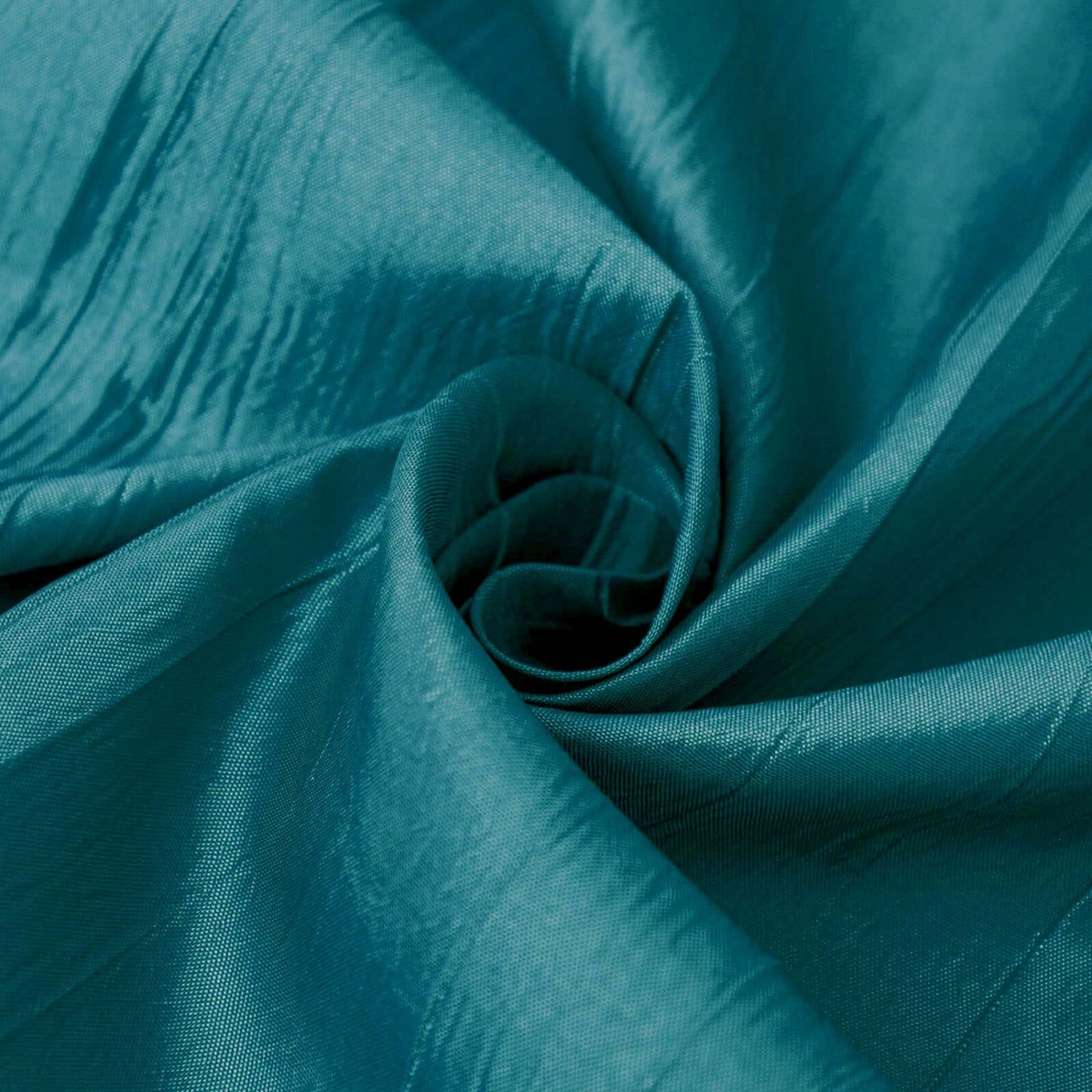 Taffeta 132" Round Tablecloth Peacock Teal - Seamless Accordion Crinkle Table Cover