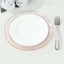 10-Pack Plastic 9" Round Dinner Plates in Transparent Blush Hammered Design with Gold Rim - Modern Disposable Party Plates