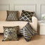 Set Of 4 18" Black Gold Foil Geometric Print Throw Pillow Covers, Velvet Square Sofa Cushion Covers