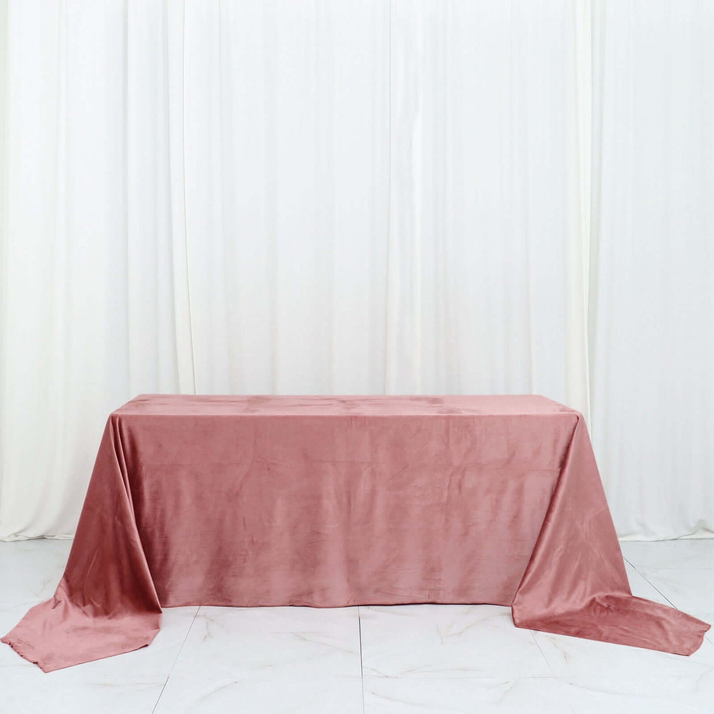 Premium Velvet 90"x156" Rectangle Tablecloth Dusty Rose - Reusable Soft & Seamless Table Cover