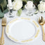 10-Pack Plastic 7.5" Round Appetizer Plates in White with Gold Embossed Scalloped Edge - Chic Disposable Salad Plates for Special Occasions & Banquets