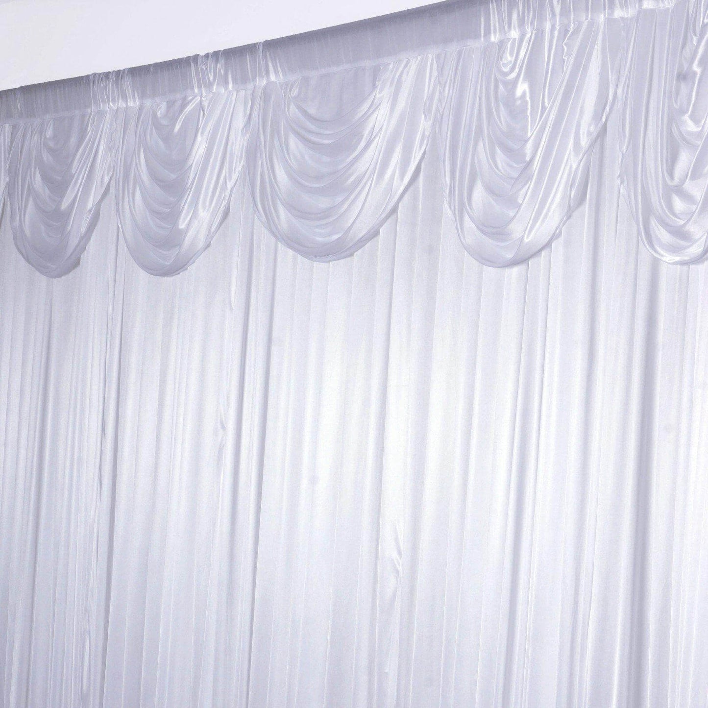 20ftx10ft White Premium Double Drape Satin Event Curtain Drapes, Glossy Photo Backdrop Event Panel