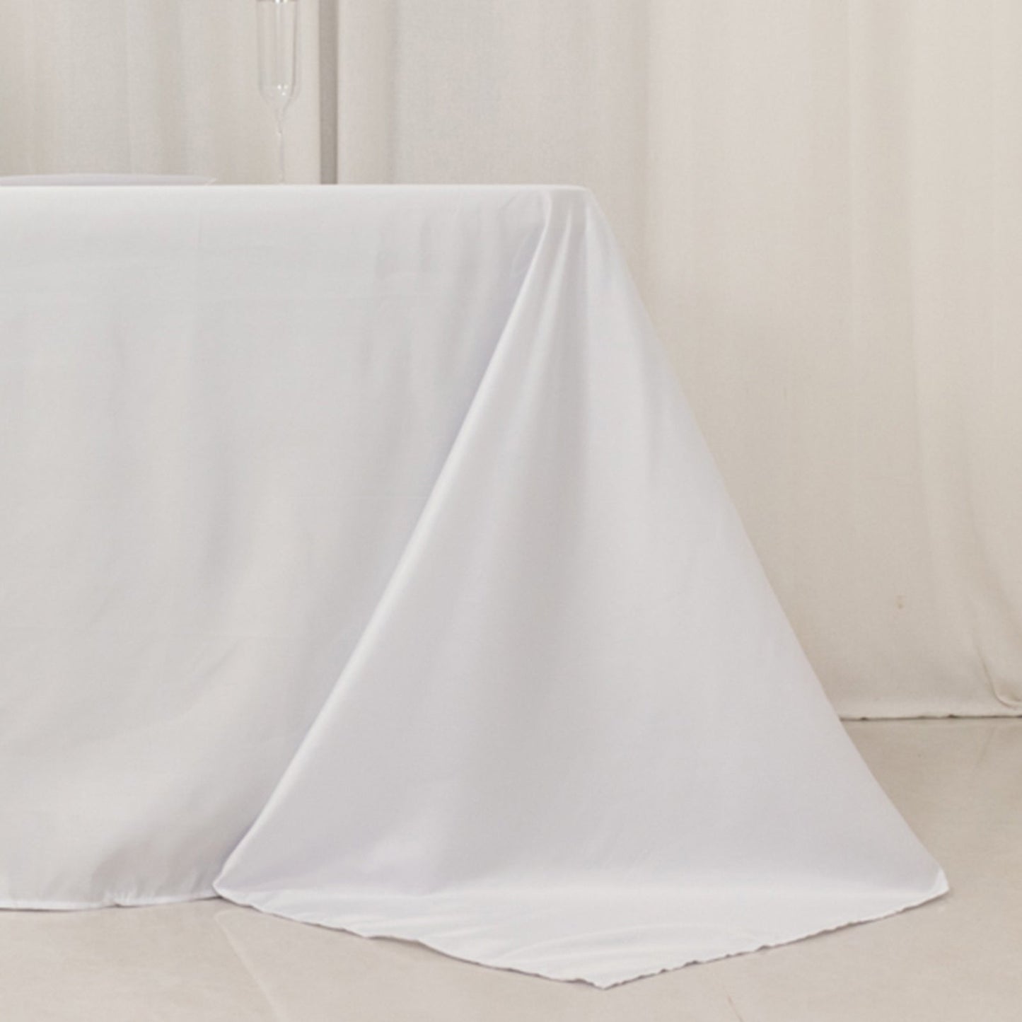 Lamour Satin 90"x156" Rectangle Tablecloth White - Luxurious, Soft Seamless Table Cover for Stylish Settings