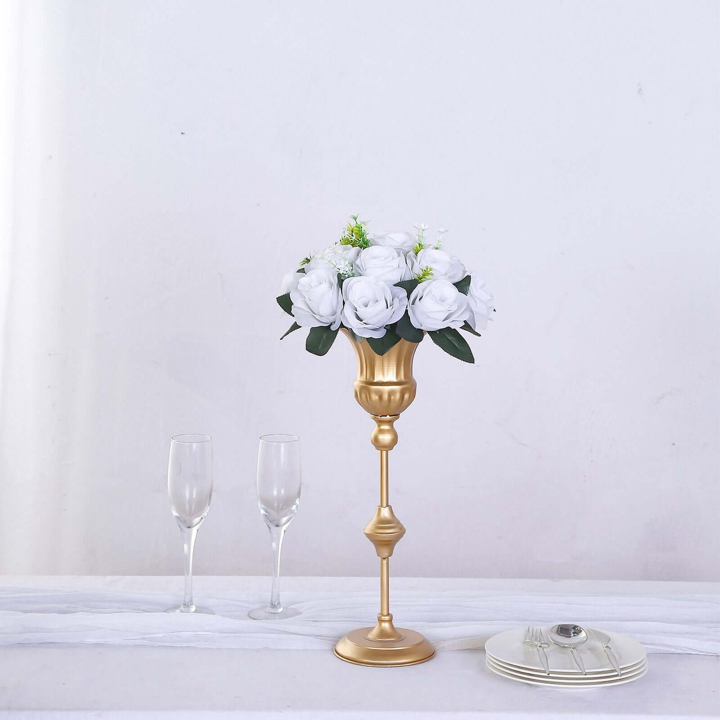 2 Pack White Silk 15-Head Rose Flower Balls For Centerpieces - 10", Artificial Kissing Ball Floral Arrangements