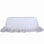 Extra Long Tulle 14ft Table Skirt White with Satin Edge - Table Cover for Baby Showers & Events