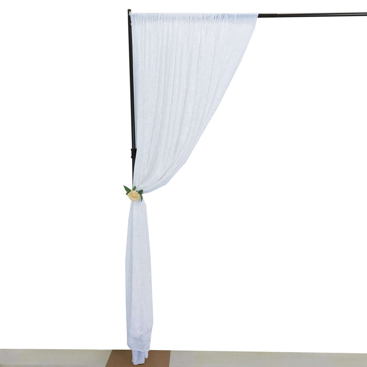 White Crushed Velvet Backdrop Curtain â€“ 8ft x 8ft Event Drape with Rod Pocket, Privacy Panel for Photo Booths & Events
