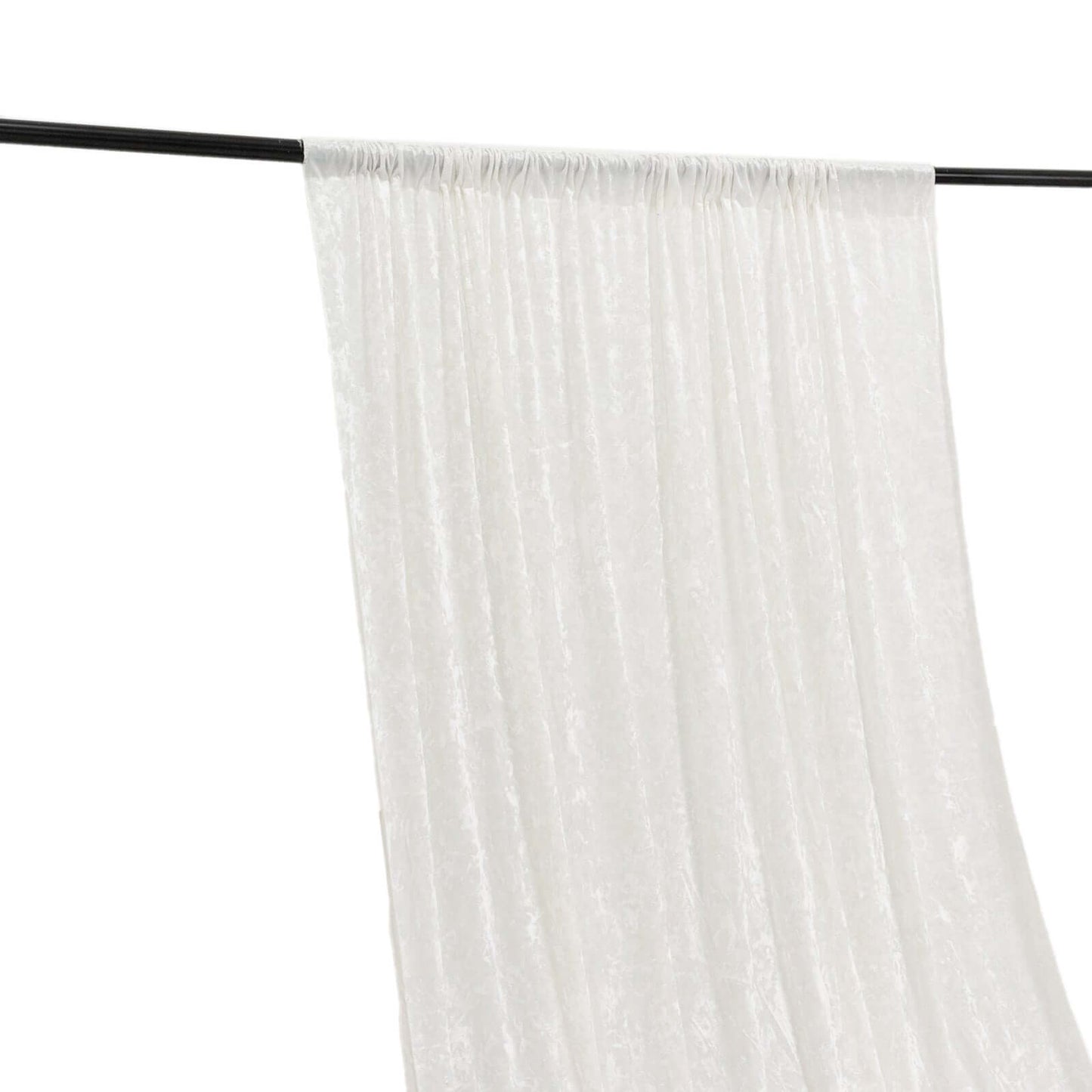 White Crushed Velvet Backdrop Curtain â€“ 5ft x 12ft Event Drape with Rod Pocket, Privacy Panel for Photo Booths & Events