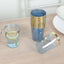 25-Pack Plastic Tumbler Cups Transparent Dusty Blue with Gold Rim - Stylish Disposable Party Glasses 10oz