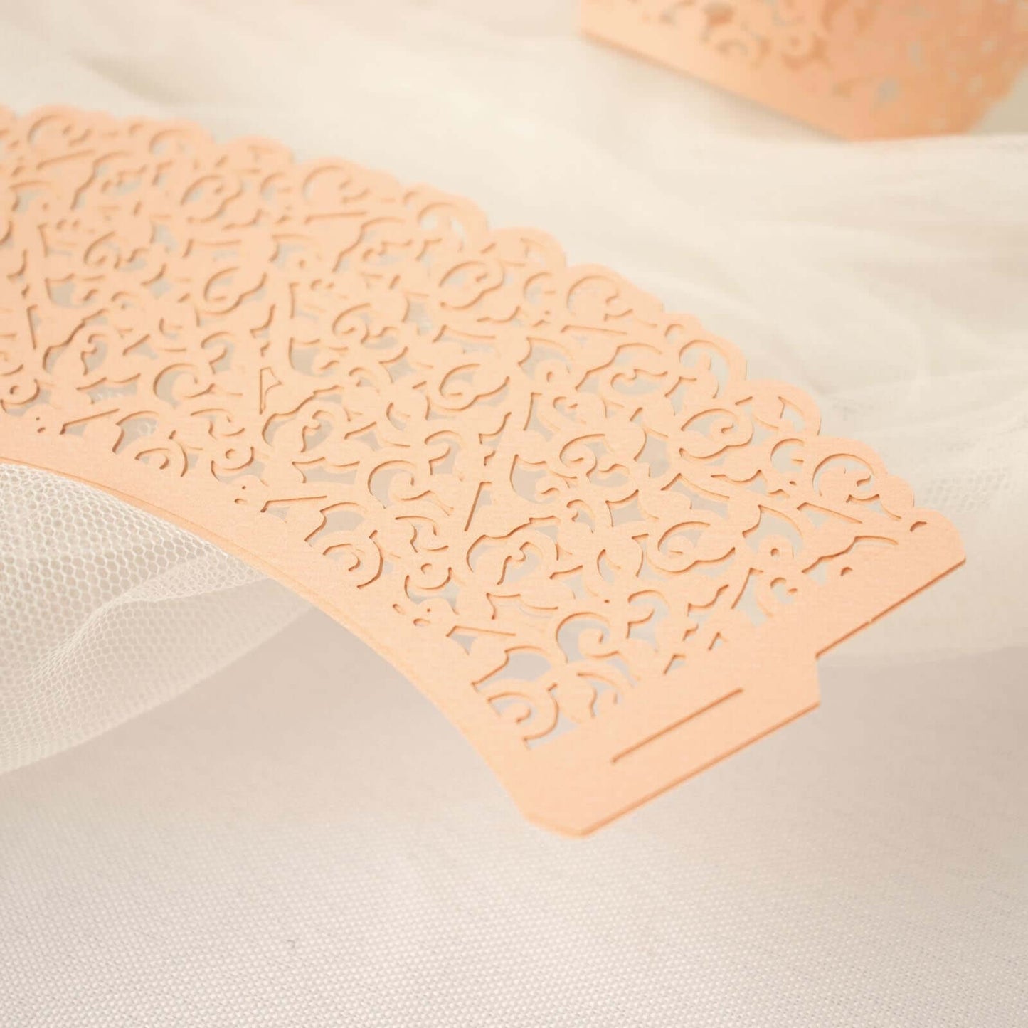 25-Pack Paper Cupcake Wrappers Lace Laser Cut Design Blush - Muffin Baking Cup Trays for Events