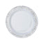 10-Pack Dessert Plates Lace Rim Design White with Silver - Plastic Disposable Appetizer Plates for Events 6"