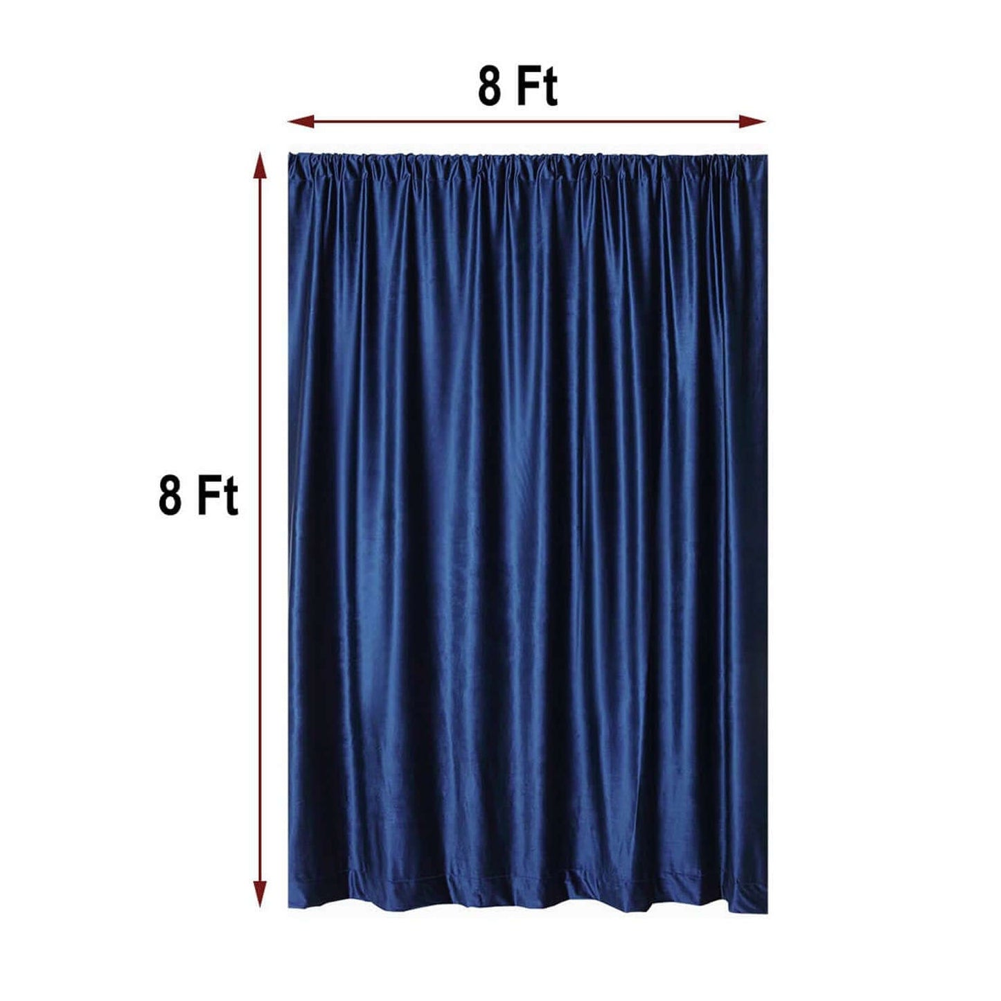 Navy Blue Crushed Velvet Backdrop Curtain â€“ 8ft x 8ft Event Drape with Rod Pocket, Privacy Panel for Photo Booths & Events