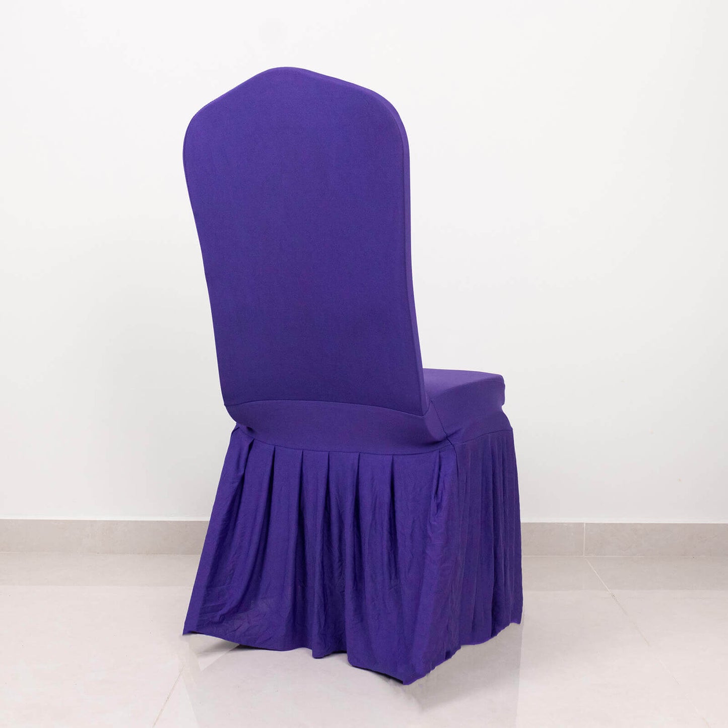 Spandex Chair Cover with Ruffle Pleated Skirt for Banquet Chairs Purple - 1-Piece Stretch Fitted Slipcover