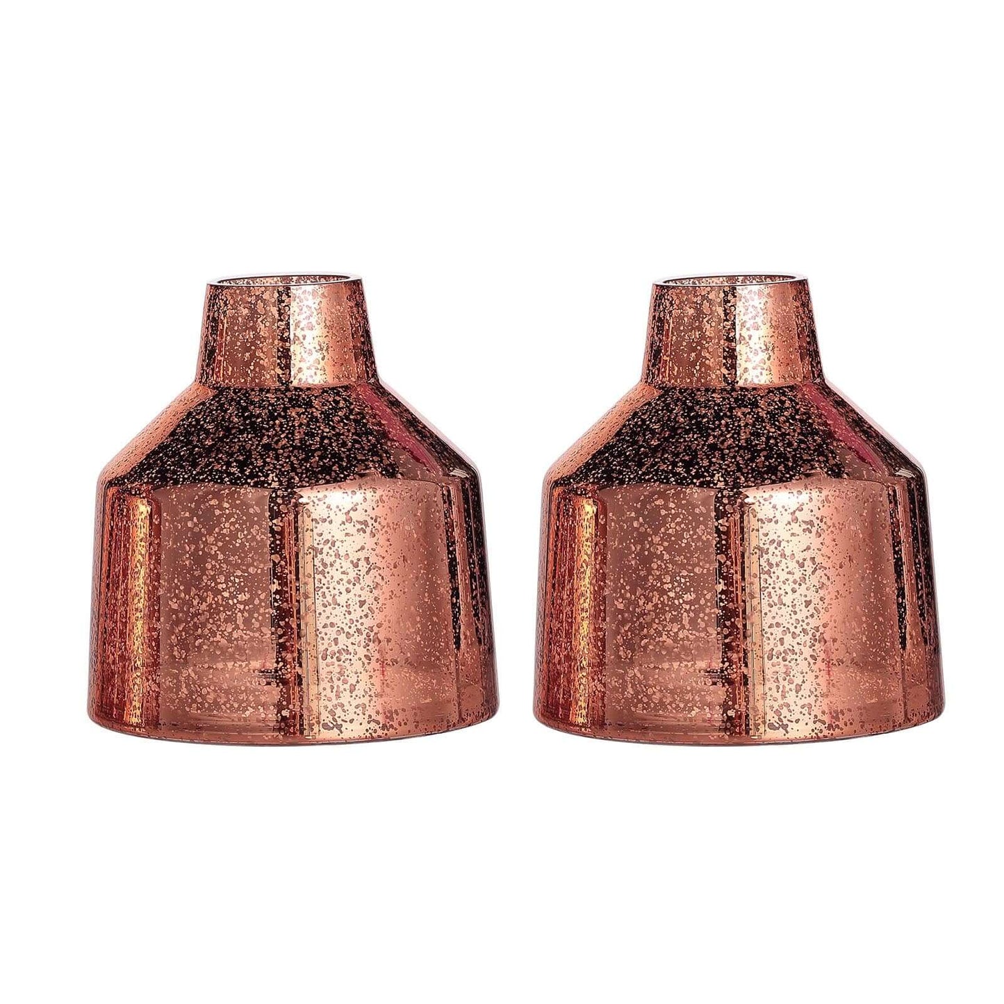 2-Pack Mercury Glass Vases Vessel Design Rose Gold - Stylish Flower Centerpieces for Events 8"