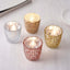 6-Pack Mercury Glass Votive Candle Holders Metallic Silver with Assorted Geometric Designs - Tealight Holders 3"