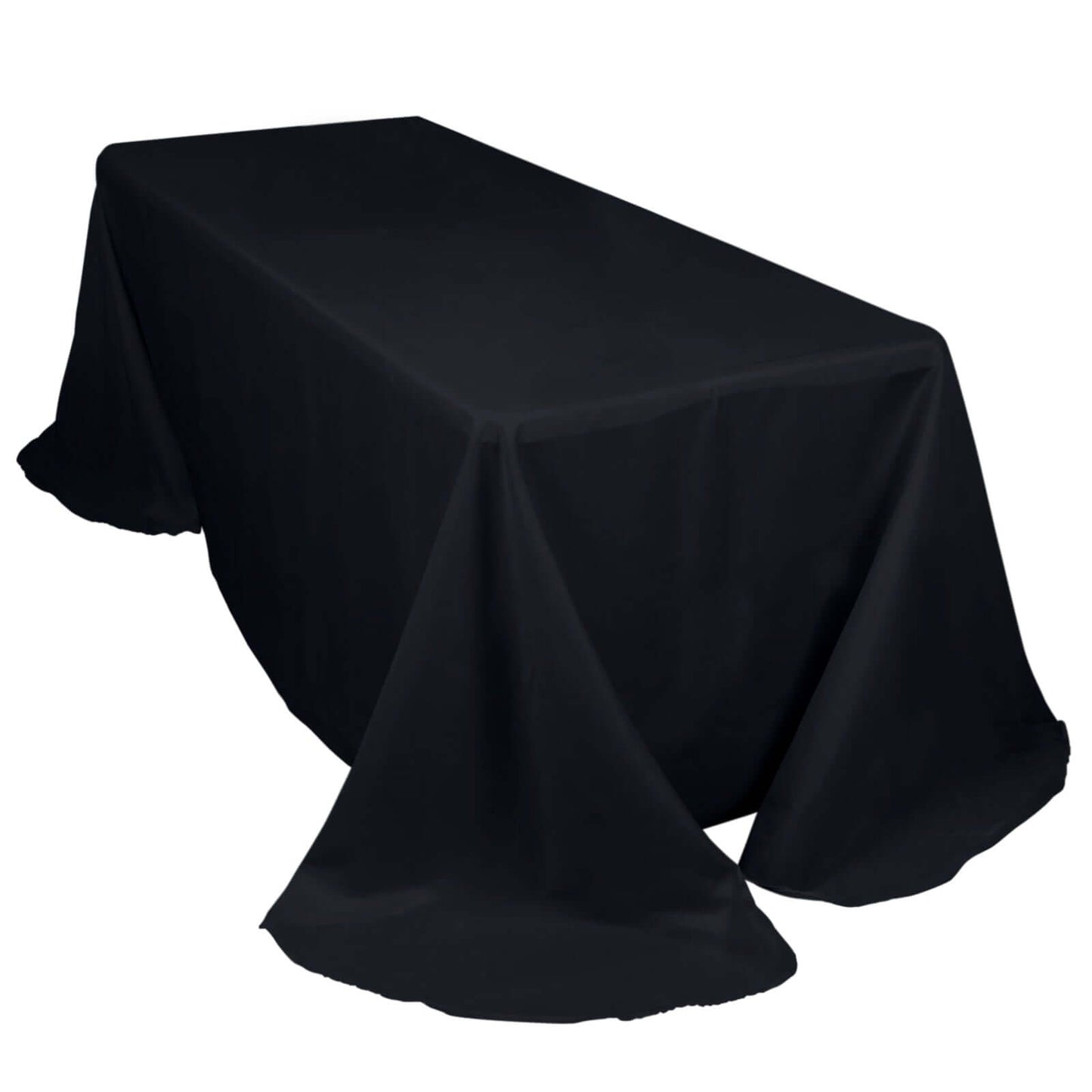 Polyester 90"x132" Rectangle Tablecloth Black - Rounded Corners and Seamless Table Cover