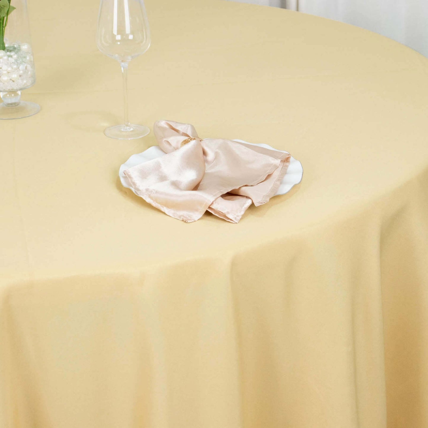 Premium Polyester 108" Round Tablecloth Champagne - Wrinkle-Resistant 220GSM Table Cover