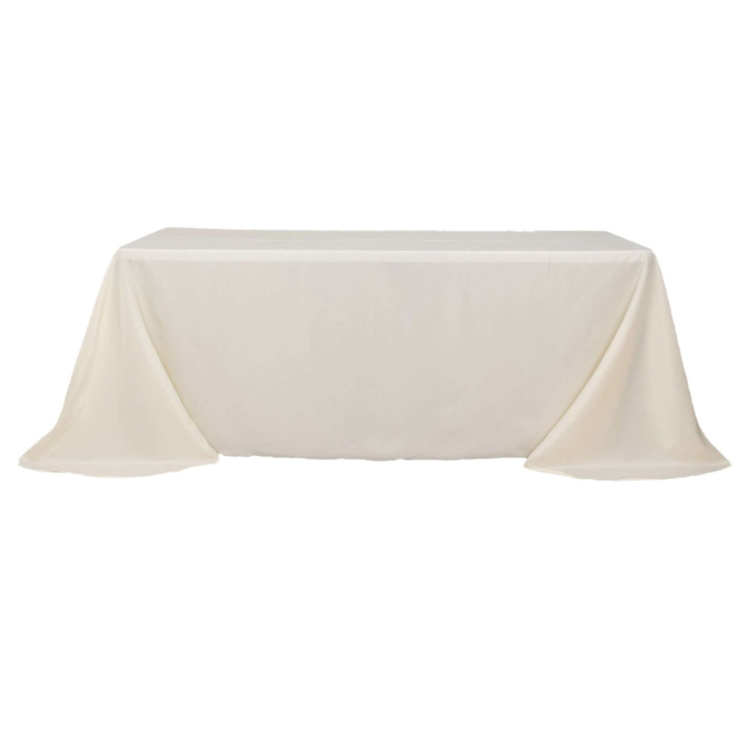 Polyester 90"x132" Rectangle Tablecloth Ivory - Rounded Corners and Seamless Table Cover