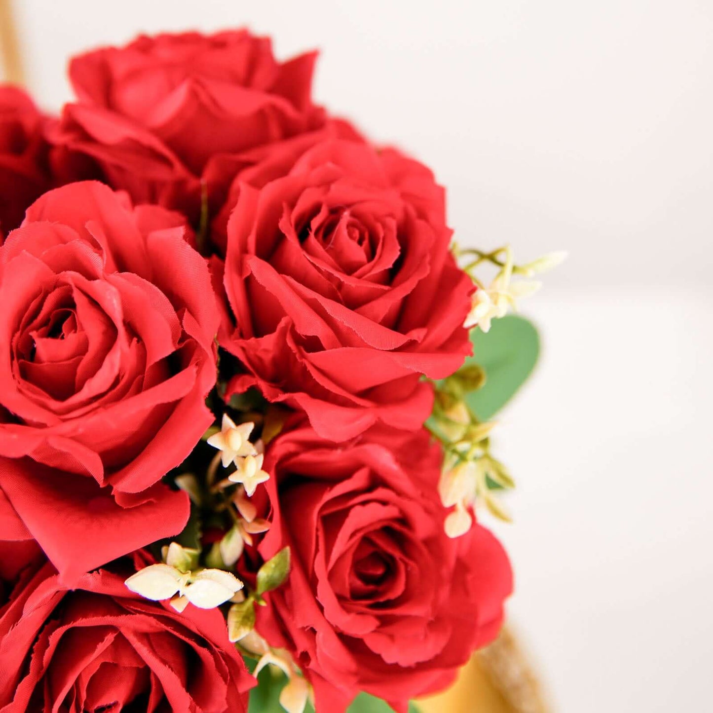 2 Bushes 18" Real Touch Red Artificial Rose Flower Bouquet, Silk Long Stem Flower Arrangements