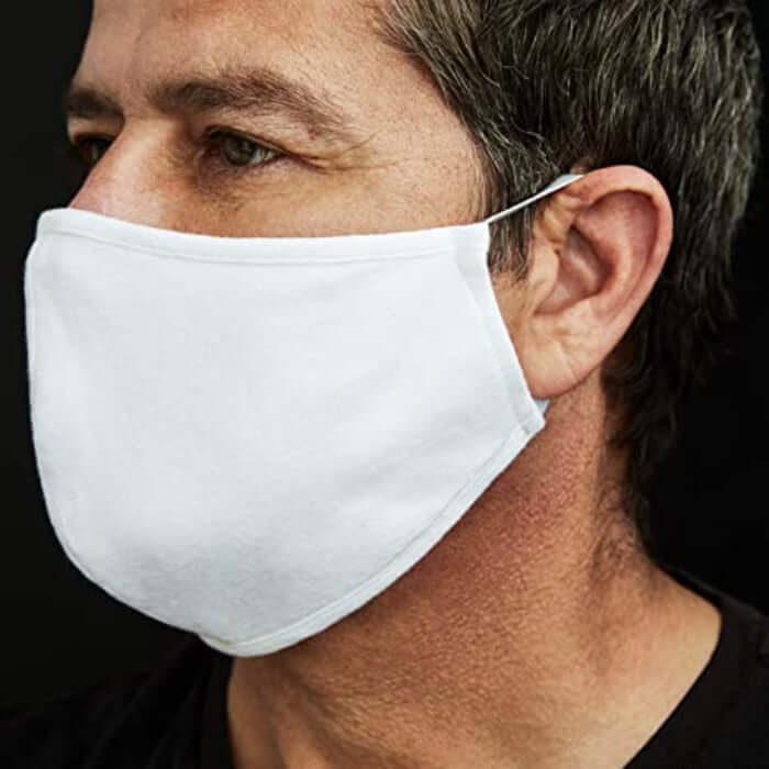 30 Pack 3 Ply White Cotton Face Mask, Reusable Fabric Masks With Soft Ear Loops