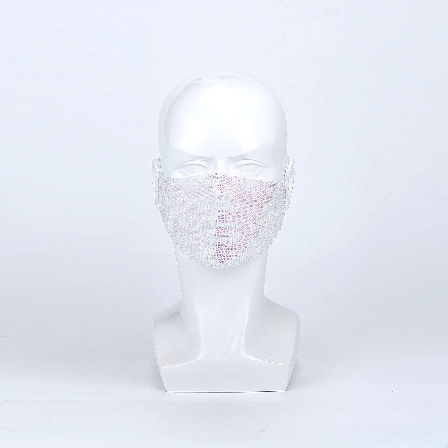 5 Pack White Sequined Cotton Fashion Face Mask, Reusable Fabric Masks With Ear Loops