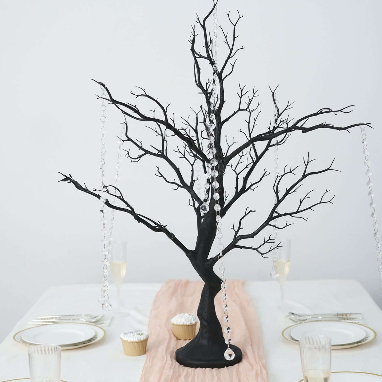 Manzanita Tree Centerpiece Black with 8 Acrylic Bead Chains for Weddings Parties & Event Displays 34"