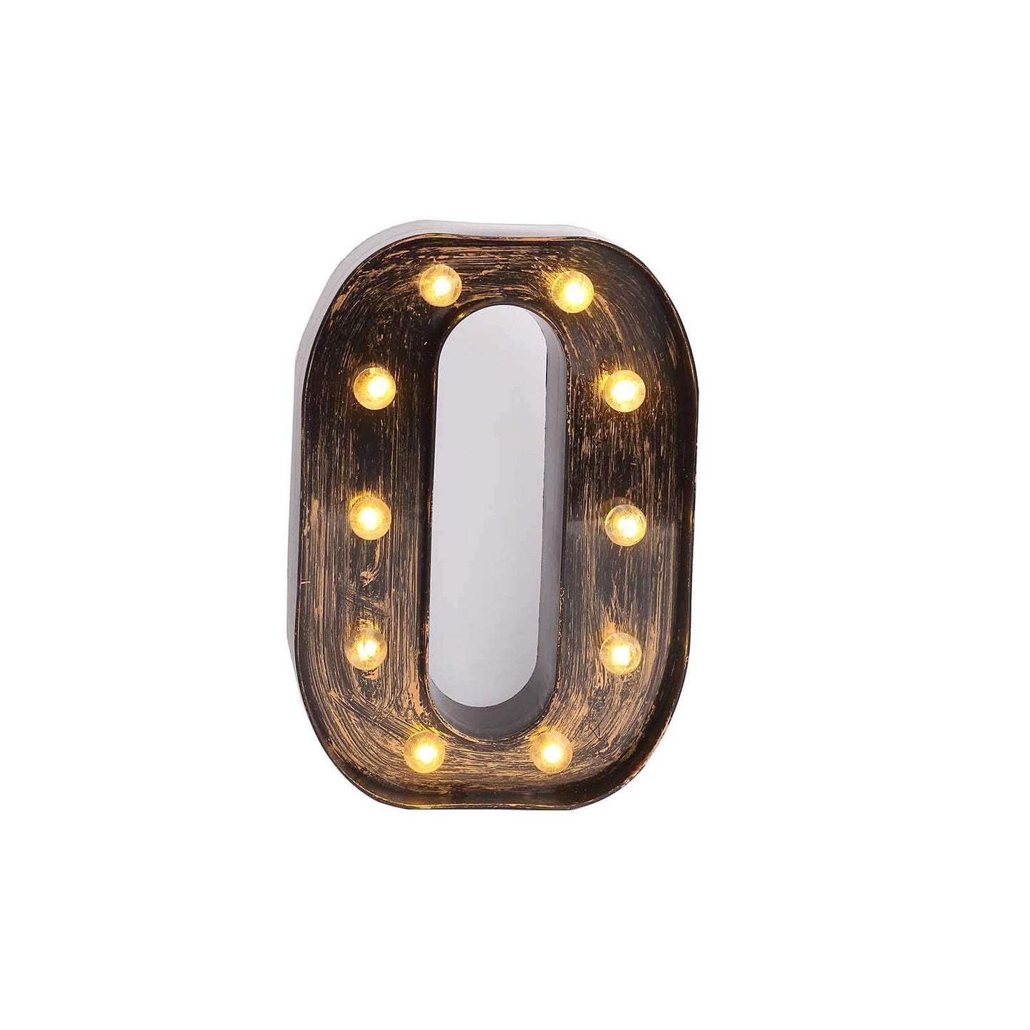 LED Marquee Letter "O" Industrial Style Antique Black - Light-Up Alphabet Sign for Weddings & Displays 9"