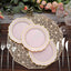 10-Pack Plastic 8" Round Dessert Plates in Blush with Gold Scalloped Rim - Disposable Appetizer/Salad Plates