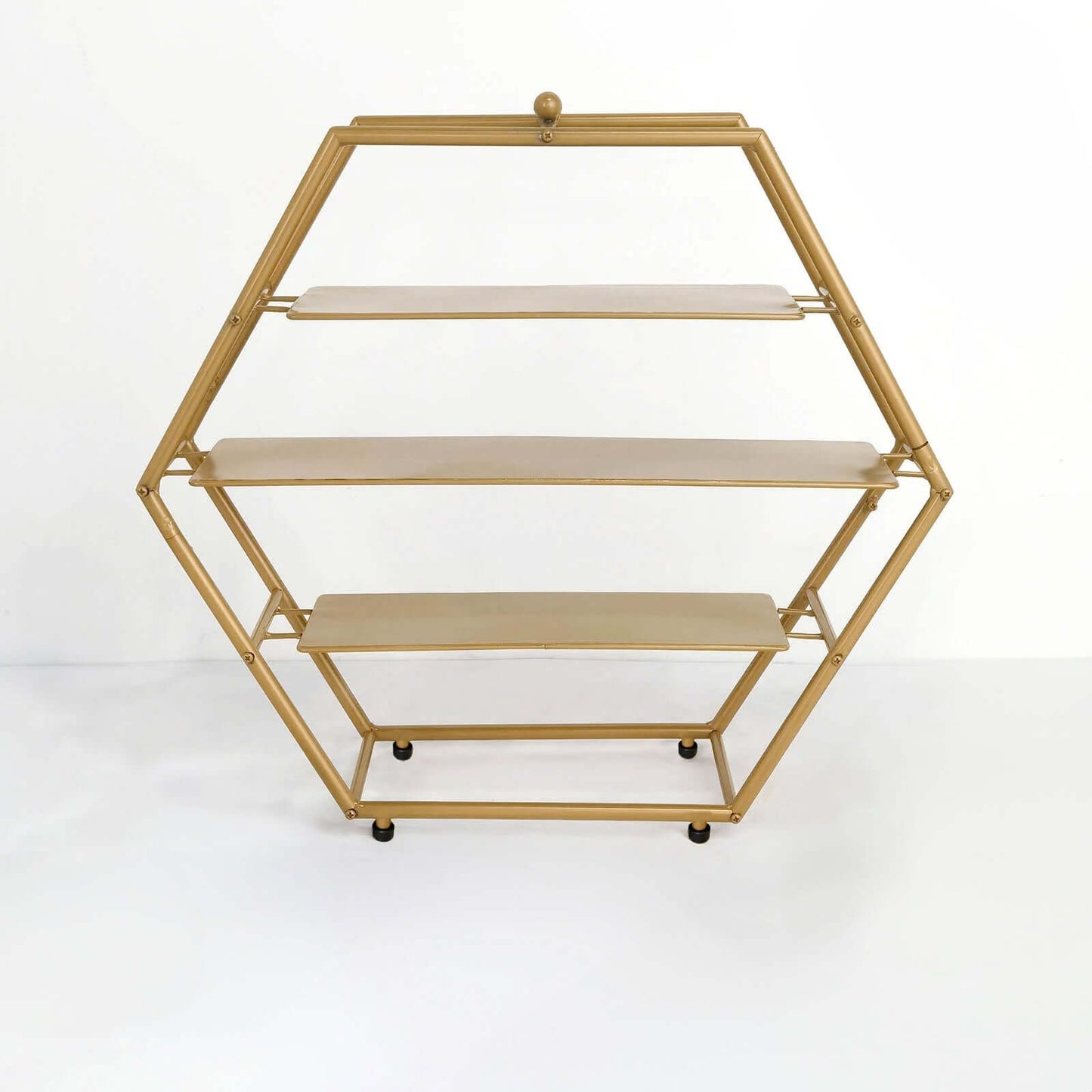 3-Tier Metal Hexagon Cupcake Stand Matte Gold - Stylish Geometric Dessert Holder Appetizer Display for Modern Weddings Dessert Buffets & Celebrations 21"