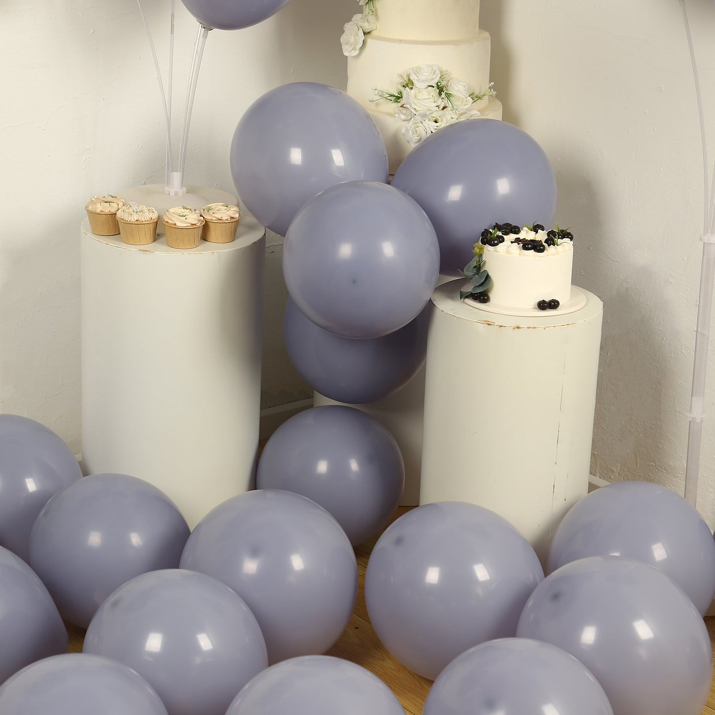 50 Pack Matte Pastel Serenity Blue Biodegradable Balloons 12", Round Eco-friendly Thick Latex Party Balloons