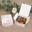 25 Pack Party Favors Boxes in French Toile Pattern, Matte Pink and White Candy Gift Boxes - Cardstock Paper - 4"x4"x2"