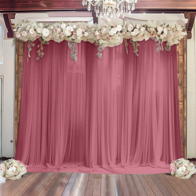 Mauve Cinnamon Rose Sheer Backdrop Drape â€“ 5ft x 14ft Wedding Arch & Ceiling Decor Panel Wrinkle Free with Soft