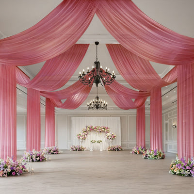 Mauve Cinnamon Rose Sheer Backdrop Drape â€“ 5ftx32ft Wedding Arch & Ceiling Decor Panel Wrinkle Free with Soft Shimmer