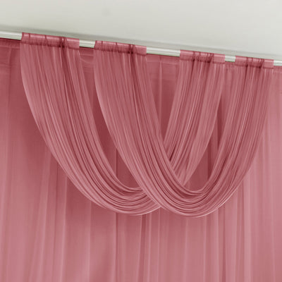 Mauve Cinnamon Rose Sheer Chiffon Valance Curtain 4ft x 5ft â€“ Wedding Arch Drape with Rod Pocket Voile Backdrop Panel
