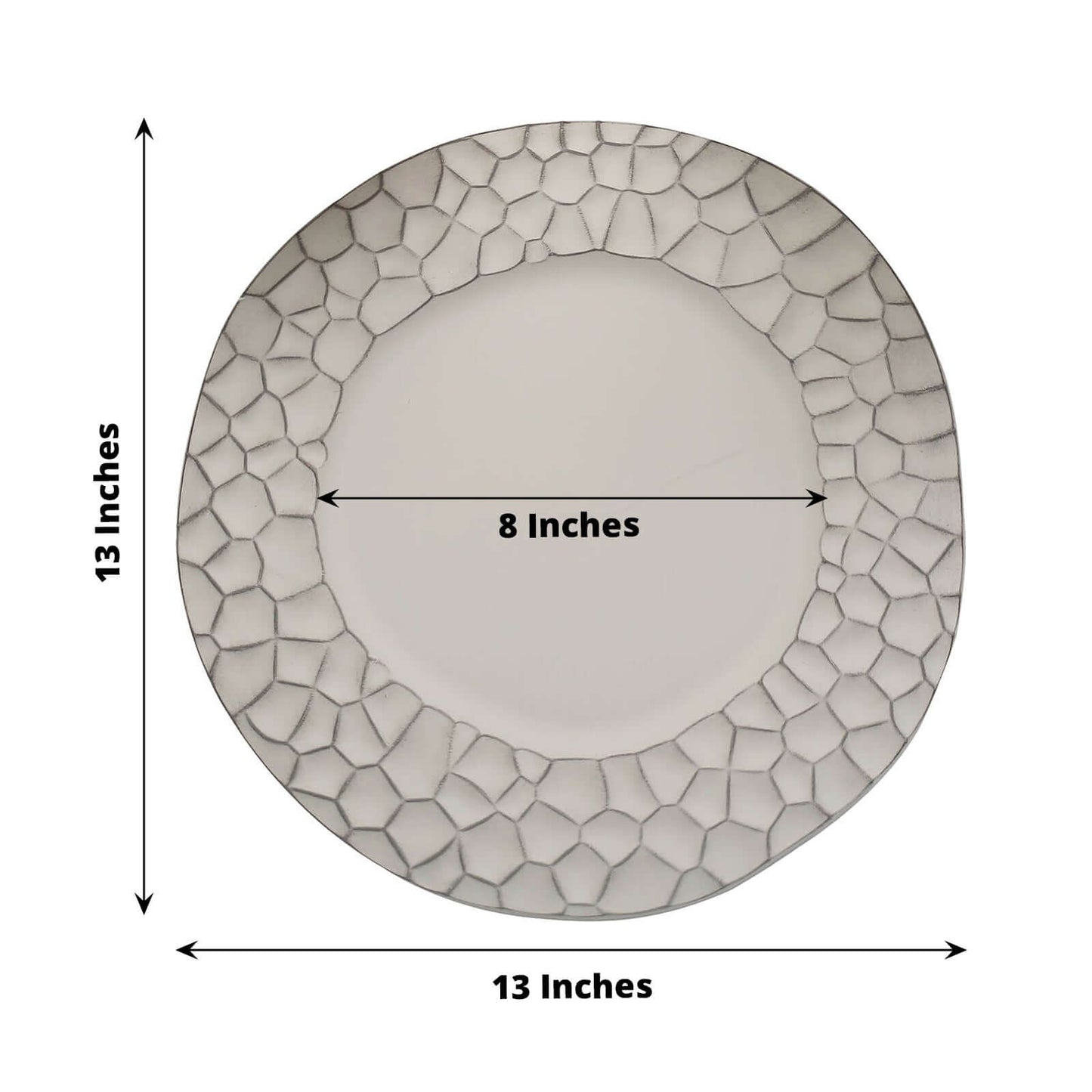 6-Pack Round Charger Plates 13" in Gray with Hammered Rim, Matte Finish Modern Dinner Charger Tableware