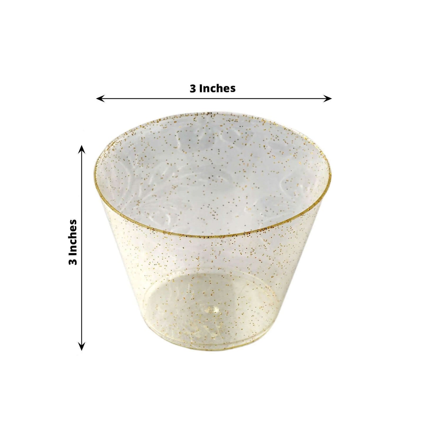 12-Pack Plastic Party Glasses Gold Glittered - Sparkly Disposable Cups for Events 9oz