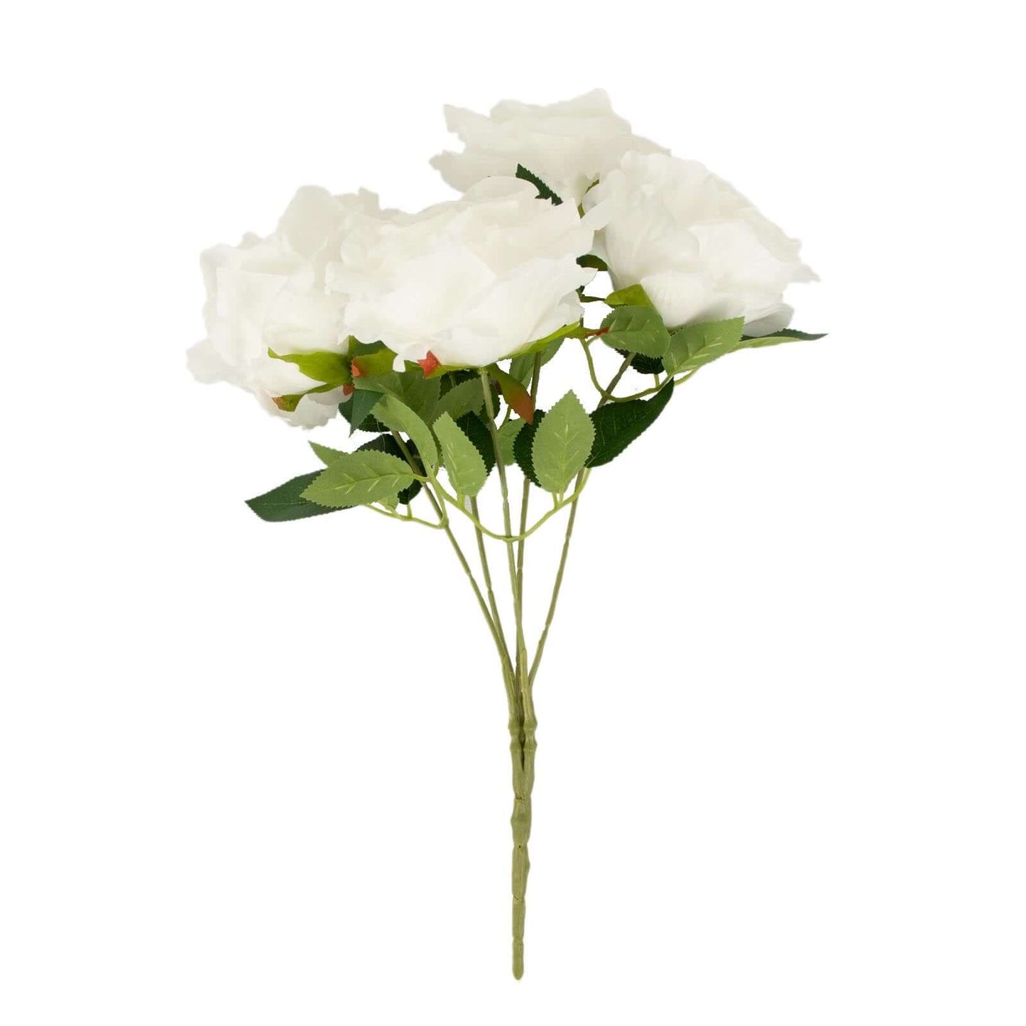 2 Bushes 17" White Premium Silk Jumbo Rose Flower Bouquet, High Quality Artificial Wedding Floral Arrangements